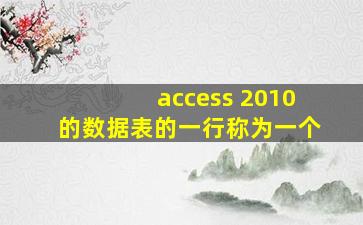 access 2010的数据表的一行称为一个